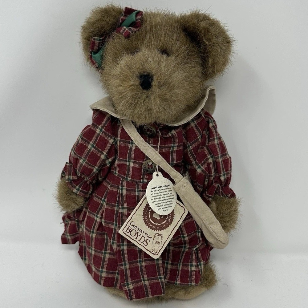 NWT Vintage Boyds Bear Aimee Warmheart 917371 T.J's Best Dressed Plaid Dress 10"